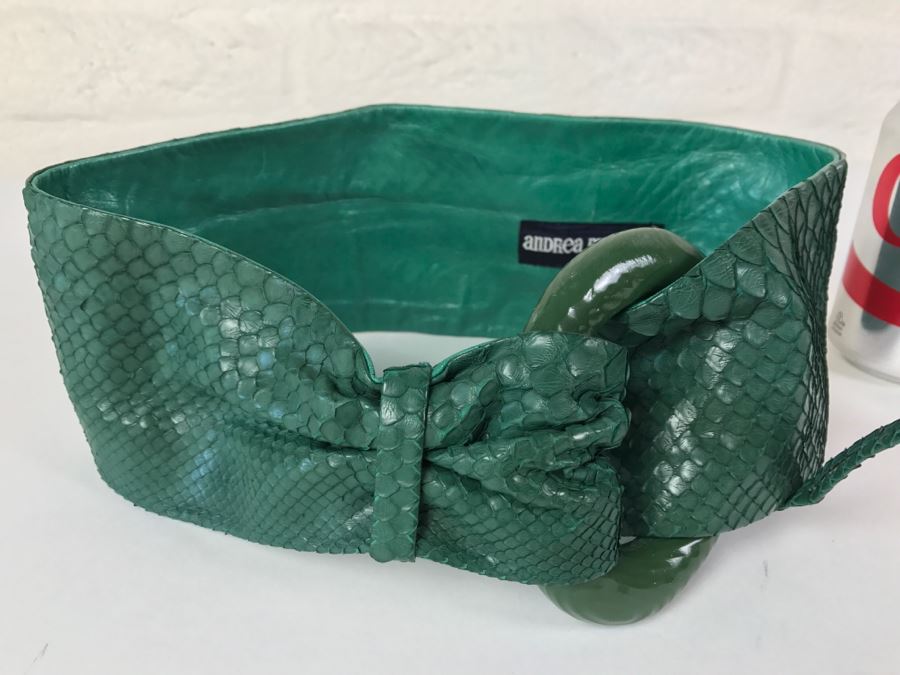 Andrea Pfister Green Snakeskin Belt Made In Italy With Dust Jacket [Photo 8]