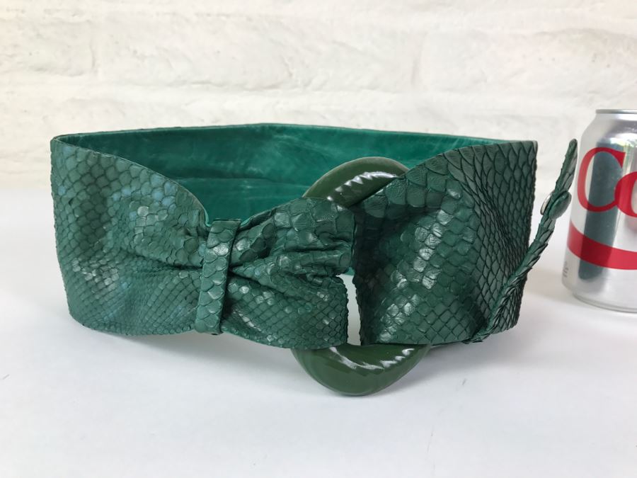 Andrea Pfister Green Snakeskin Belt Made In Italy With Dust Jacket [Photo 7]
