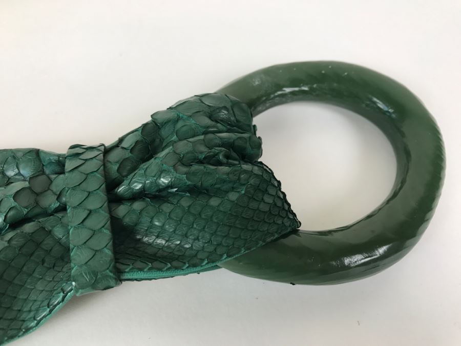 Andrea Pfister Green Snakeskin Belt Made In Italy With Dust Jacket [Photo 3]