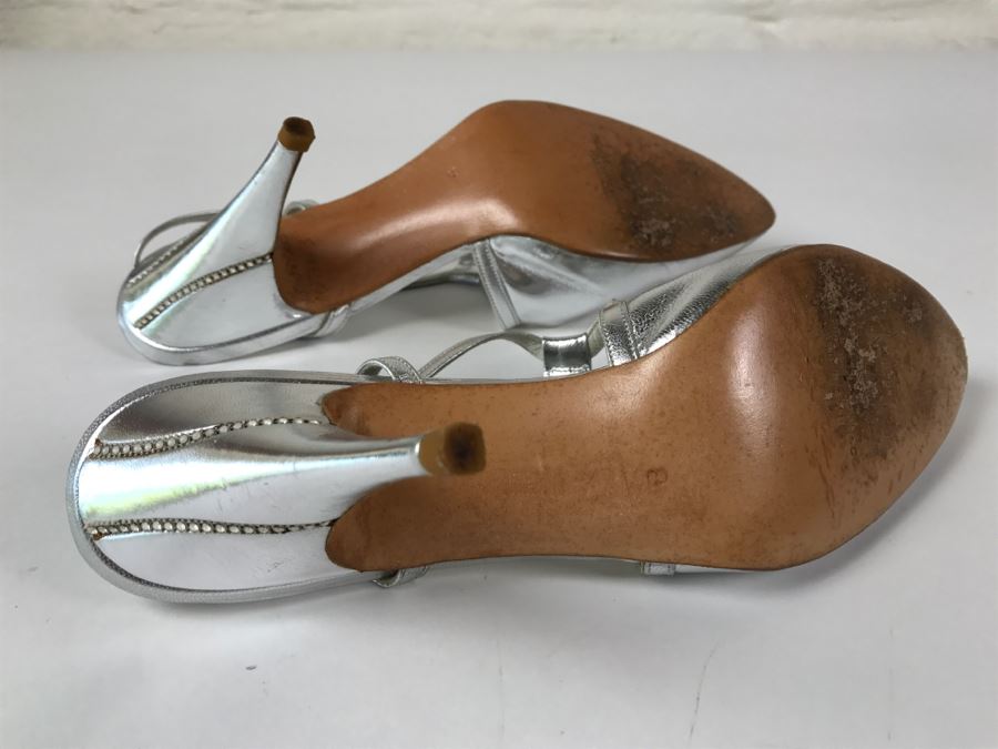 Silver Stuart Weitzman Sandal Shoes Size 8 AA [Photo 9]