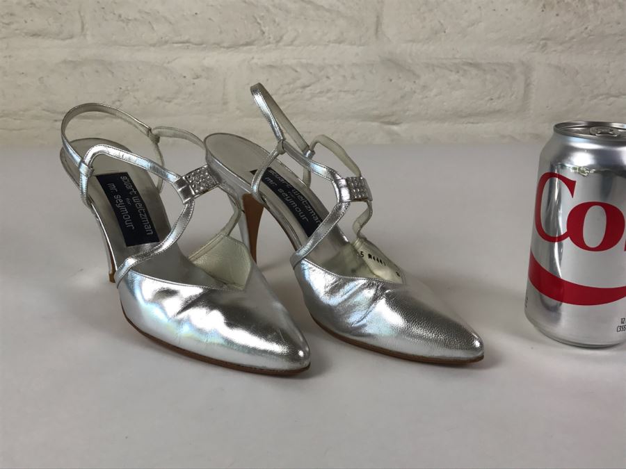 Silver Stuart Weitzman Sandal Shoes Size 8 AA [Photo 4]