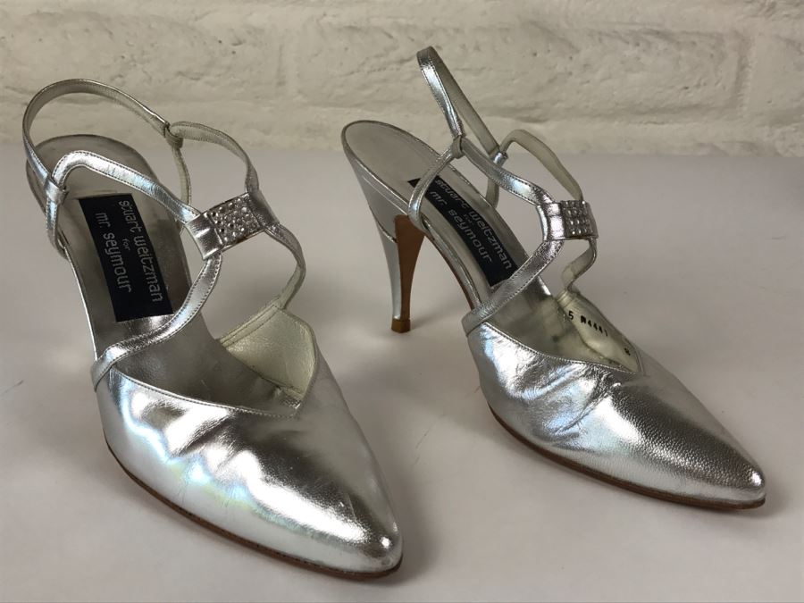 Silver Stuart Weitzman Sandal Shoes Size 8 AA [Photo 1]
