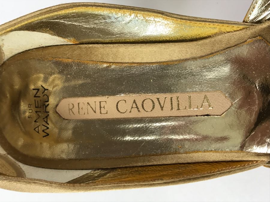 Rene Caovilla For Amen Wardy Gold Shoes Size 7 1/2 Made In Italy [Photo 6]