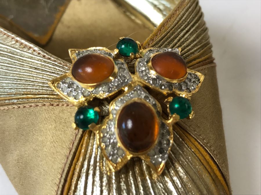 Rene Caovilla For Amen Wardy Gold Shoes Size 7 1/2 Made In Italy [Photo 4]