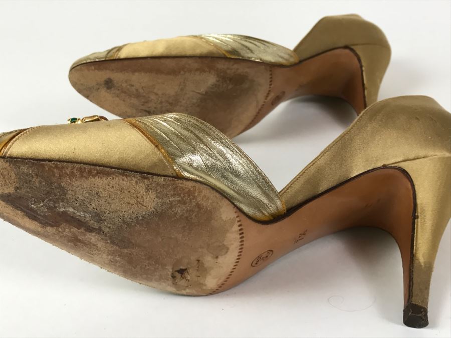Rene Caovilla For Amen Wardy Gold Shoes Size 7 1/2 Made In Italy [Photo 11]