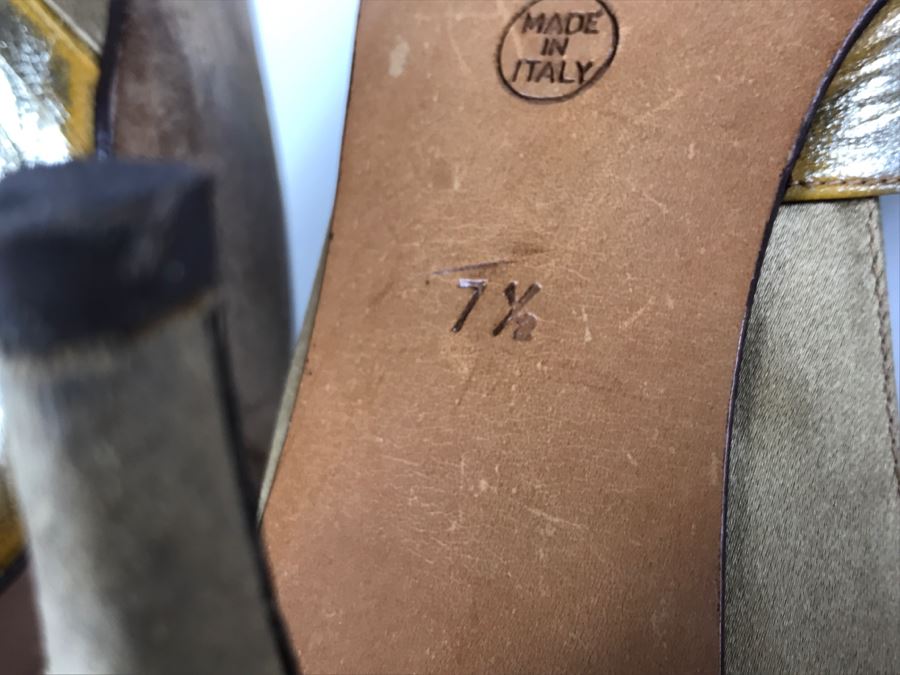 Rene Caovilla For Amen Wardy Gold Shoes Size 7 1/2 Made In Italy [Photo 10]