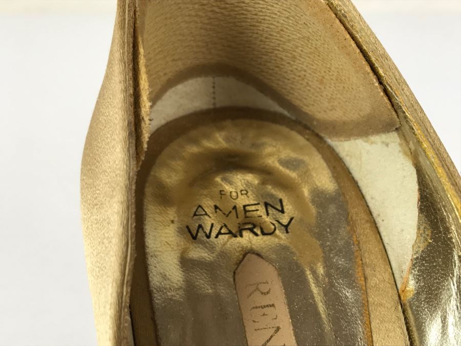 Rene Caovilla For Amen Wardy Gold Shoes Size 7 1/2 Made In Italy [Photo 7]
