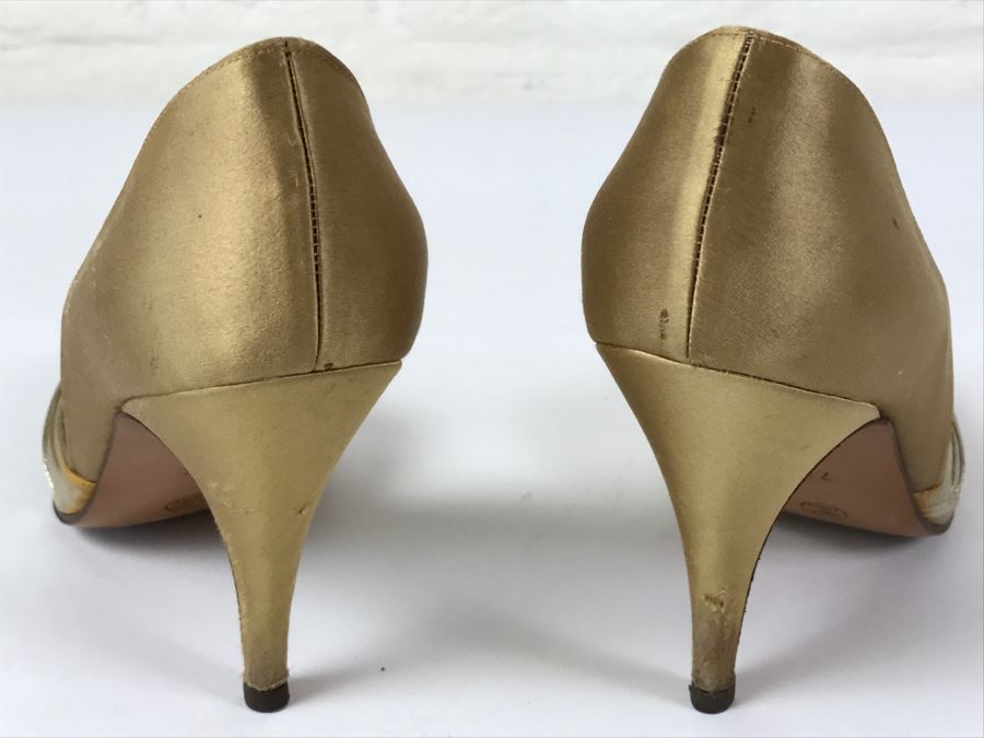 Rene Caovilla For Amen Wardy Gold Shoes Size 7 1/2 Made In Italy [Photo 9]