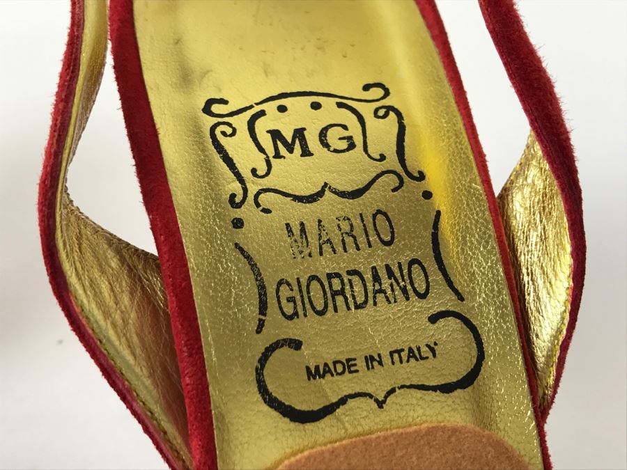 Fabulous Mario Giordana Red And Gold Shoes Size 7 1/2 Made In Italy [Photo 3]