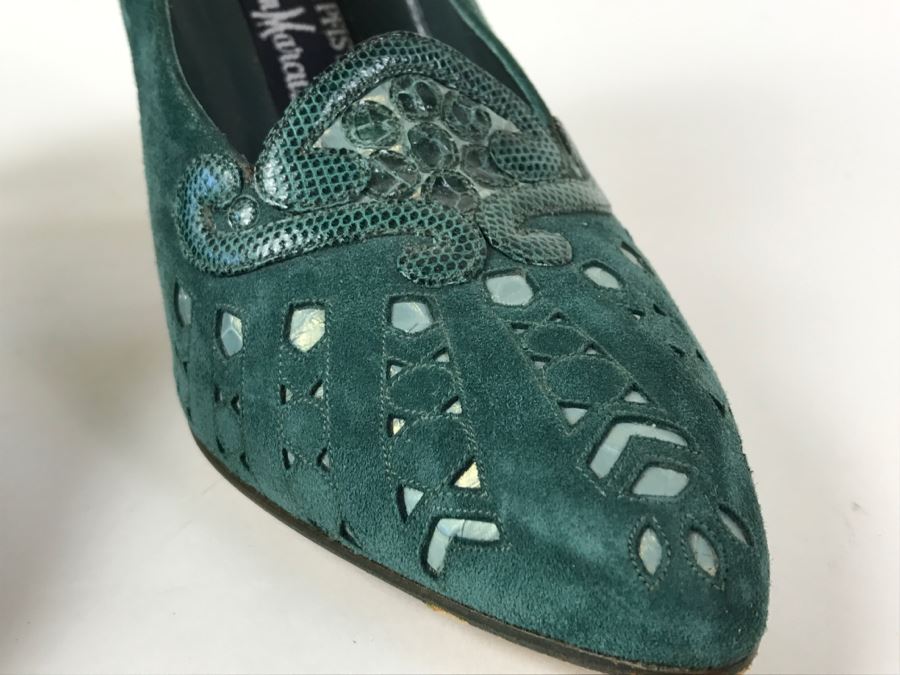 Andrea Pfister Green Suede Shoes Made In Italy With Dust Jacket [Photo 6]