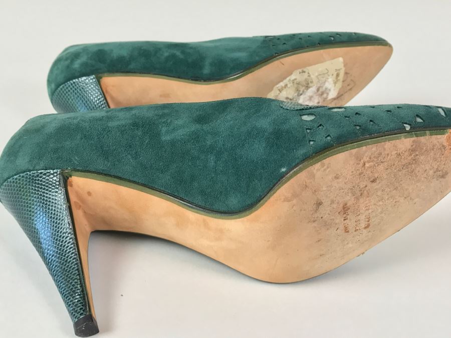 Andrea Pfister Green Suede Shoes Made In Italy With Dust Jacket [Photo 9]