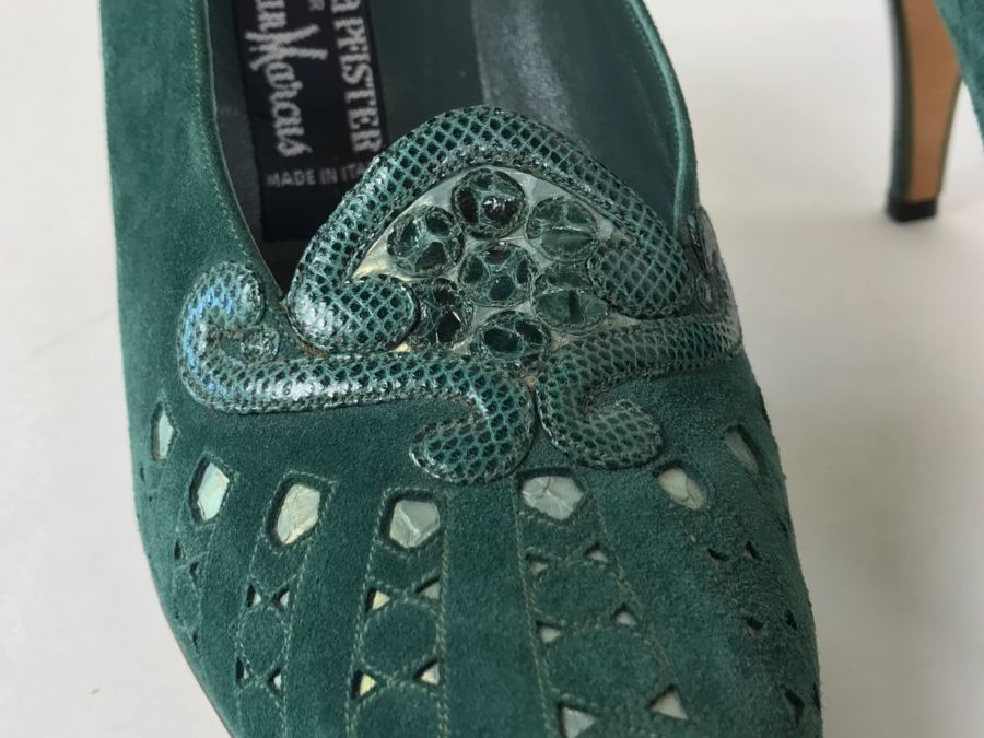 Andrea Pfister Green Suede Shoes Made In Italy With Dust Jacket [Photo 4]
