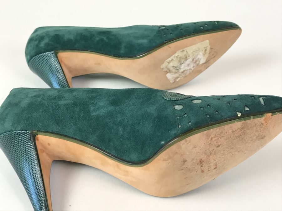Andrea Pfister Green Suede Shoes Made In Italy With Dust Jacket [Photo 10]