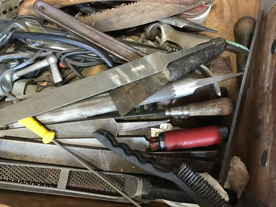 JUST ADDED - Contents Of Drawer Lots Of Vintage Steel Files, Vintage Saw - Does Not Include Drawer [Photo 9]