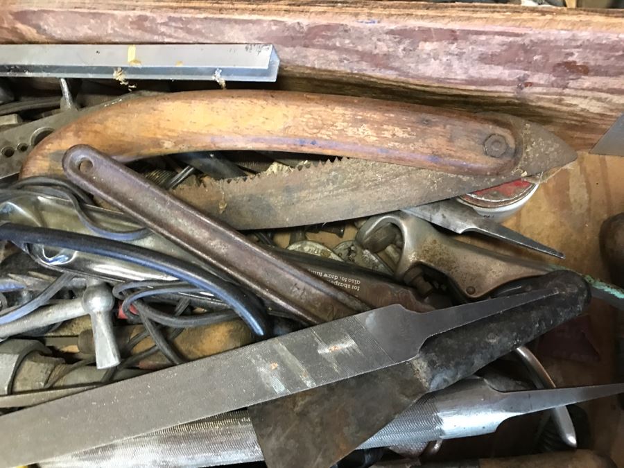 JUST ADDED - Contents Of Drawer Lots Of Vintage Steel Files, Vintage Saw - Does Not Include Drawer [Photo 8]