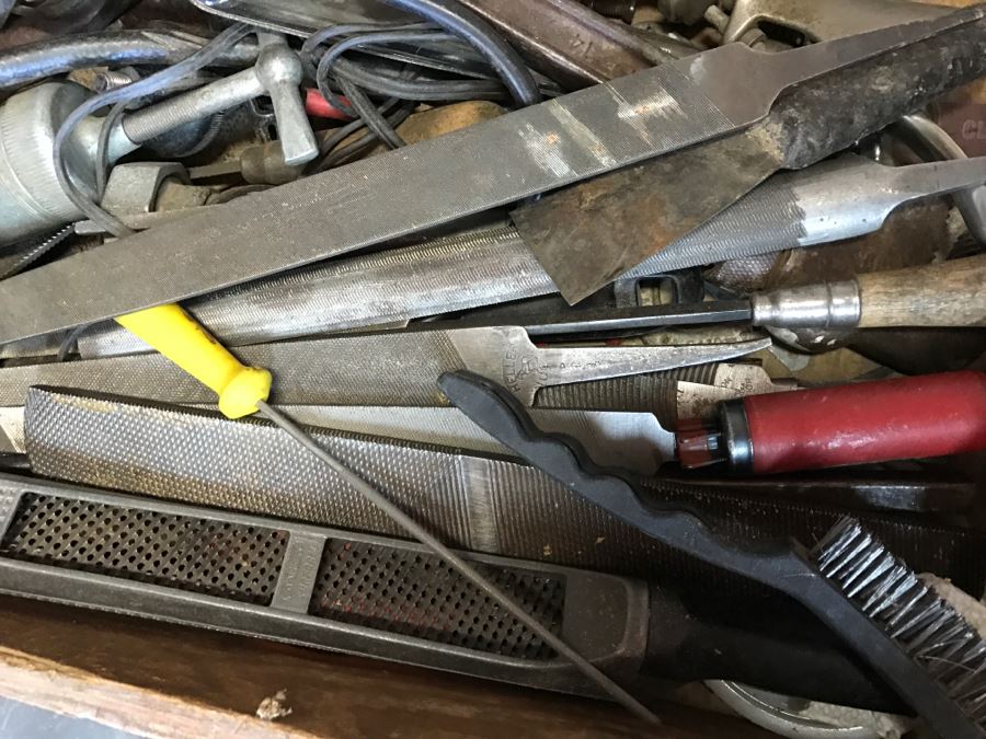 JUST ADDED - Contents Of Drawer Lots Of Vintage Steel Files, Vintage Saw - Does Not Include Drawer [Photo 10]