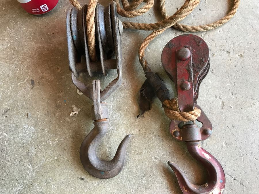 old rope pulleys