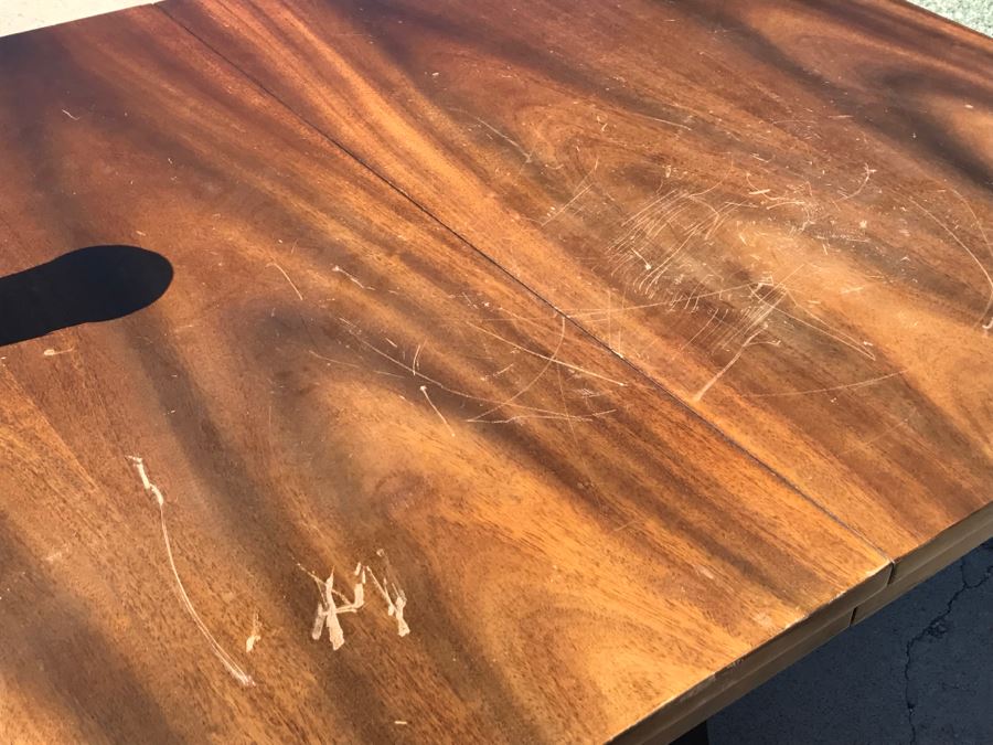 LAST MINUTE ADD - Vintage Double Pedestal Dining Table With Single Leaf - Top Needs Refinishing [Photo 6]