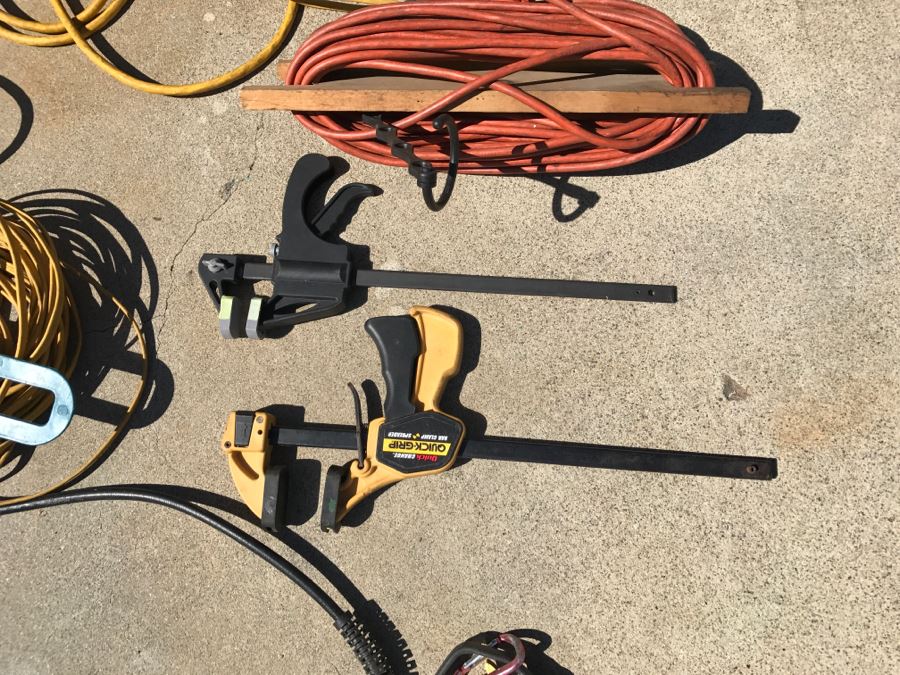 LAST MINUTE ADD - Garage Lot With Extension Cords, Clamps And Sprayer [Photo 2]