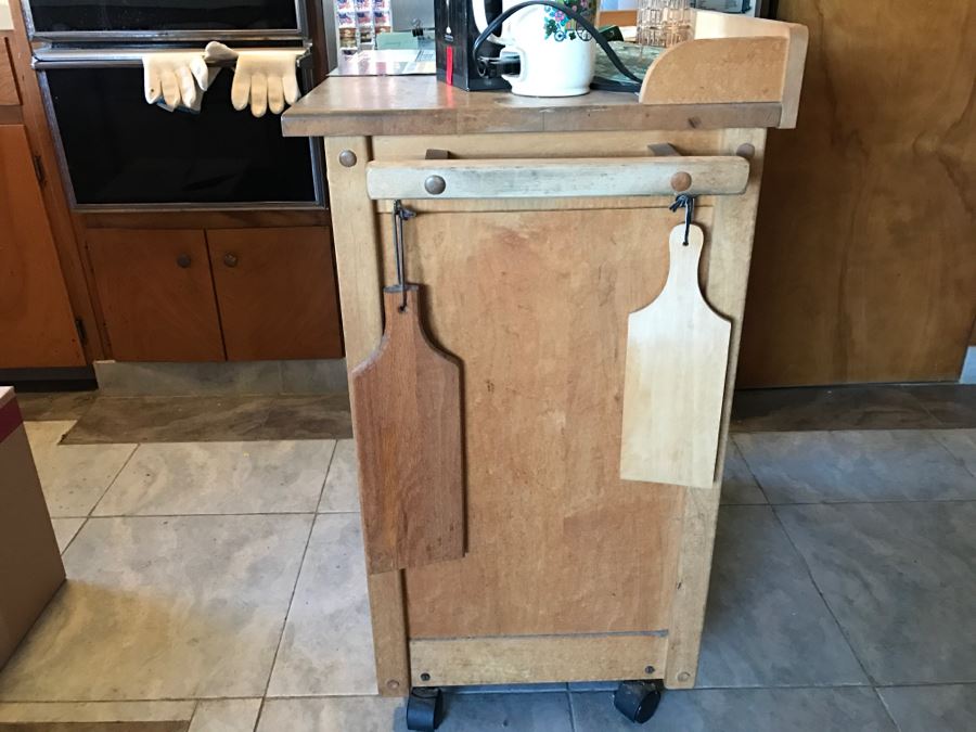 LAST MINUTE ADD - Wooden Rolling Island With Cutting Boards [Photo 2]