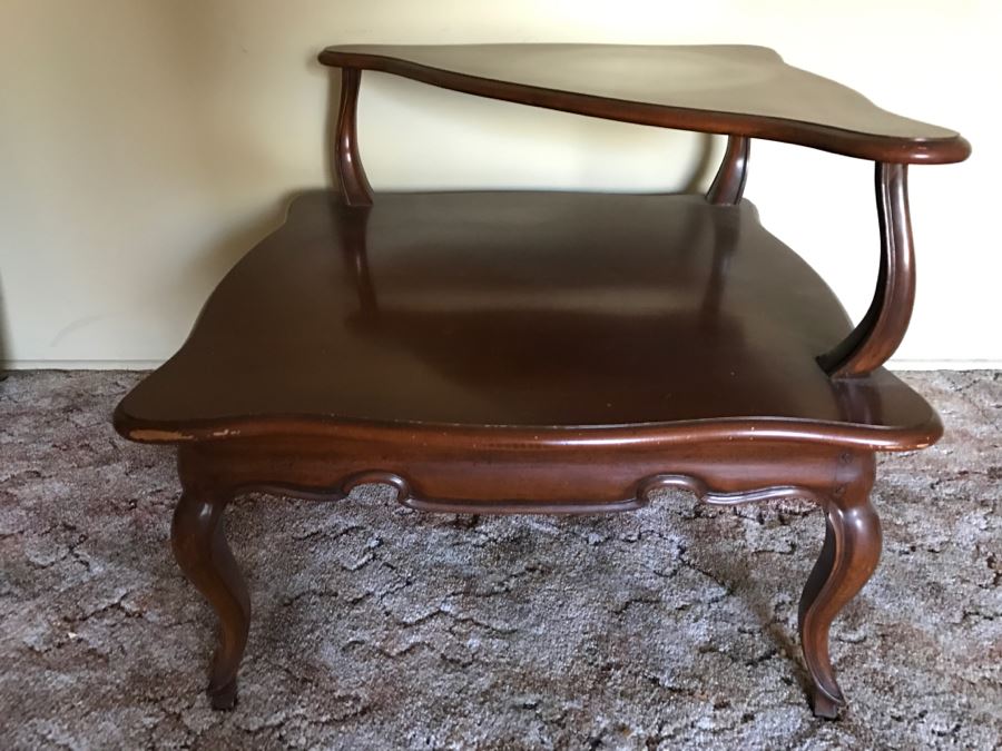 LAST MINUTE ADD - Vintage 2-Tier Wooden Corner Table [Photo 1]