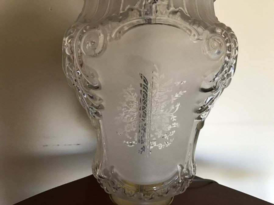 LAST MINUTE ADD - Vintage Glass Table Lamp On Cracked Marble Base [Photo 5]