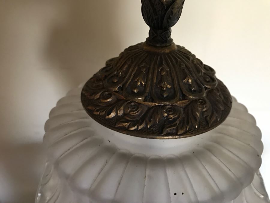 LAST MINUTE ADD - Vintage Glass Table Lamp On Cracked Marble Base [Photo 7]