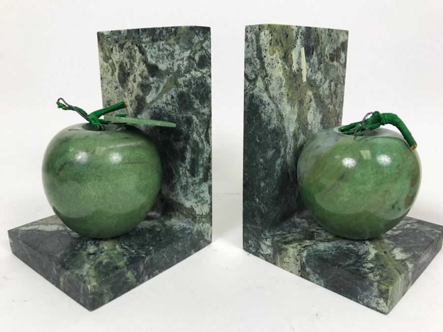 Marble Apple Bookends