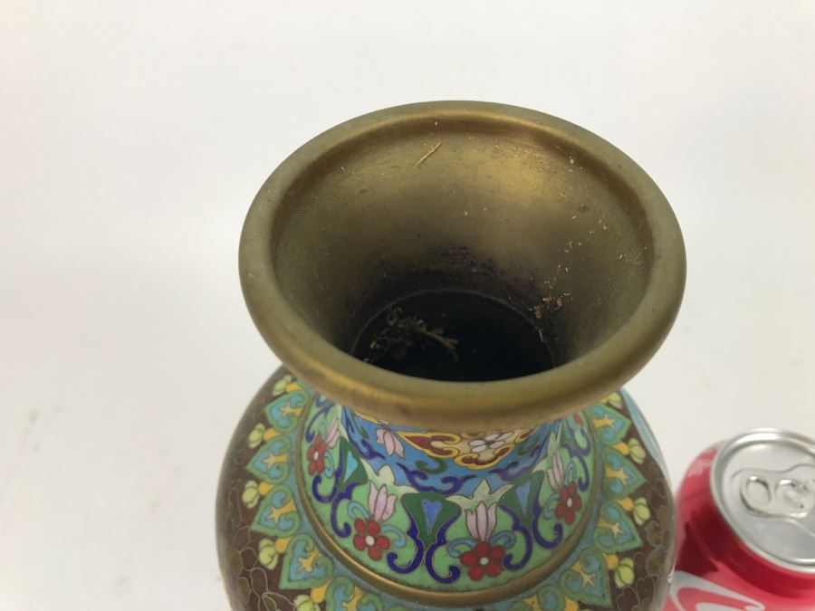 ZI JIN CHENG Vintage Chinese Cloisonne Vase With Wooden Stand [Photo 16]