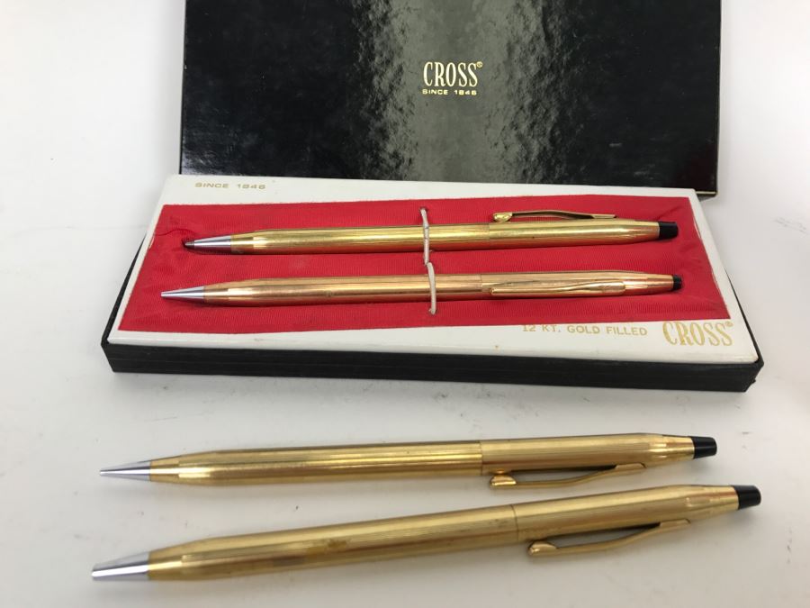 Set Of Cross Gold Filled Pens And Pencils