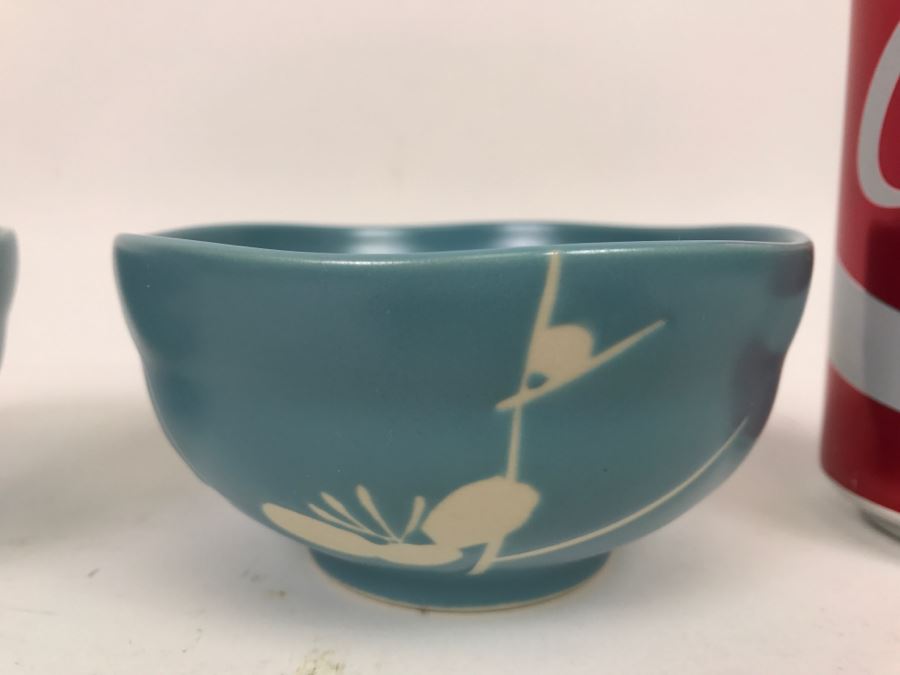 Set Of 3 Blue Glaze Asian Pottery Bowls [Photo 6]