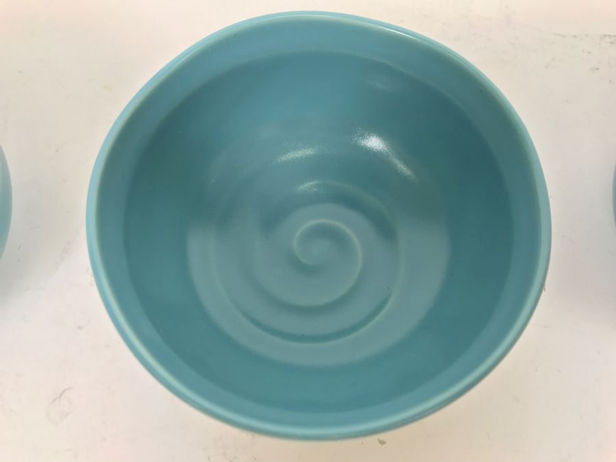 Set Of 3 Blue Glaze Asian Pottery Bowls [Photo 3]