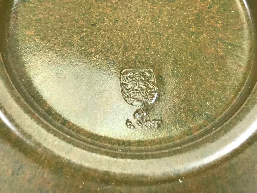 5 Floral Round Trays + 6 Japanese Signed Green Bowls [Photo 12]