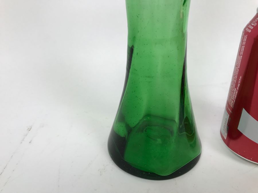 Vintage Japanese Green Hand Blown Art Glass Decanter With Stopper [Photo 6]