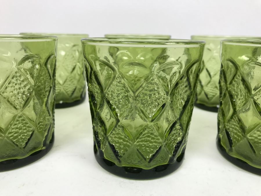Set Of 9 Vintage Green Tumbler Glasses [Photo 2]