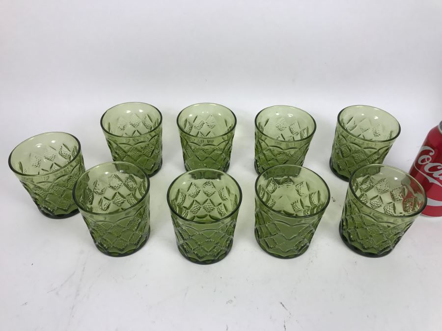 Set Of 9 Vintage Green Tumbler Glasses [Photo 6]