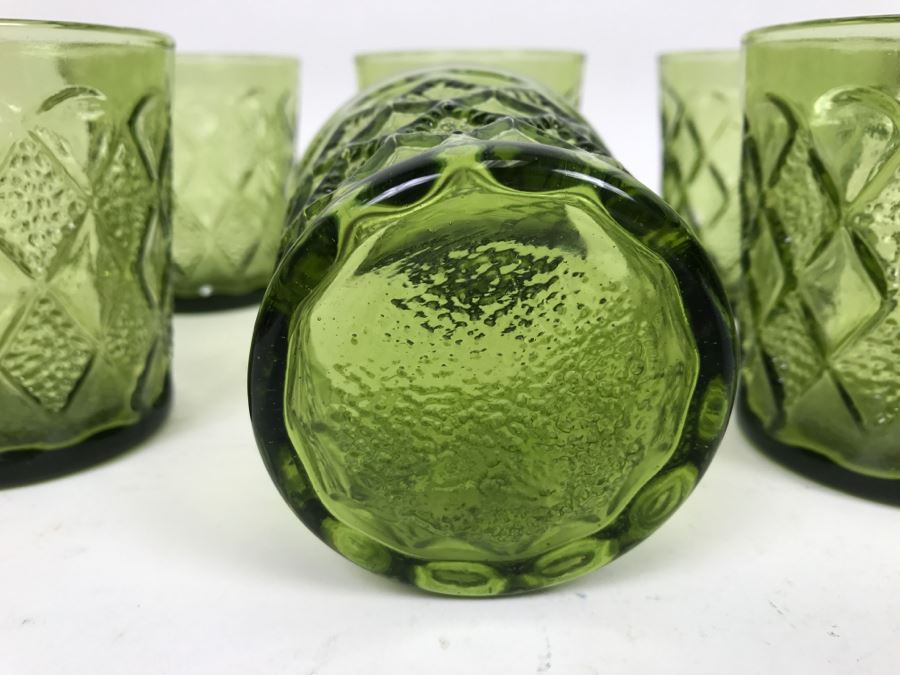Set Of 9 Vintage Green Tumbler Glasses [Photo 5]