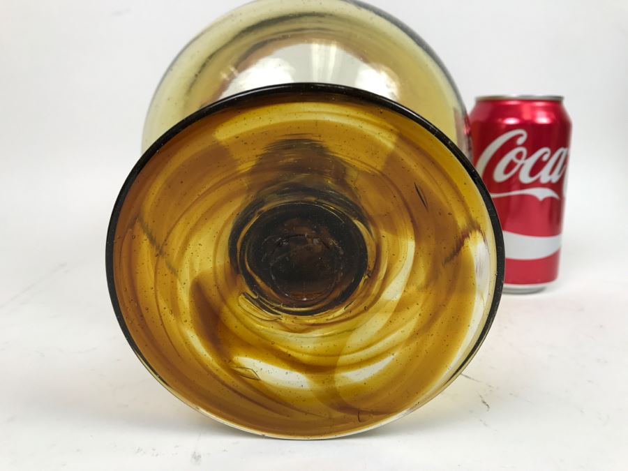 Large Vintage Hand Blown Amber Footed Pitcher [Photo 3]