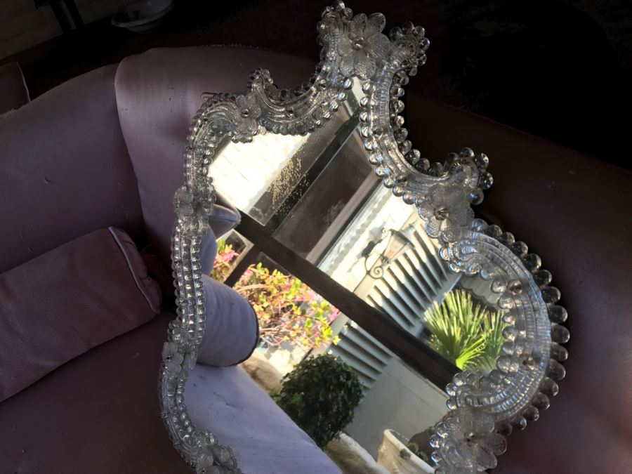 JUST ADDED - Large Venetian Vanity Table Mirror With Swing Arm Stand [Photo 3]