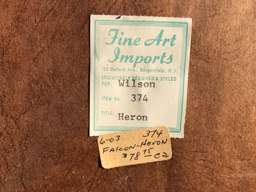 JUST ADDED - Pair Of Framed Asian Influenced Artwork Paintings Falcon And Heron [Photo 2]