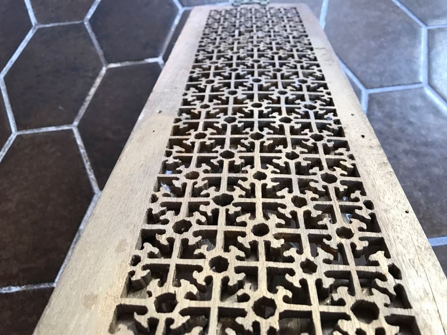 JUST ADDED - Heavily Carved High Relief Wooden Asian Sculpture Painted White With Wooden Frame Floral And Bird Motif [Photo 19]