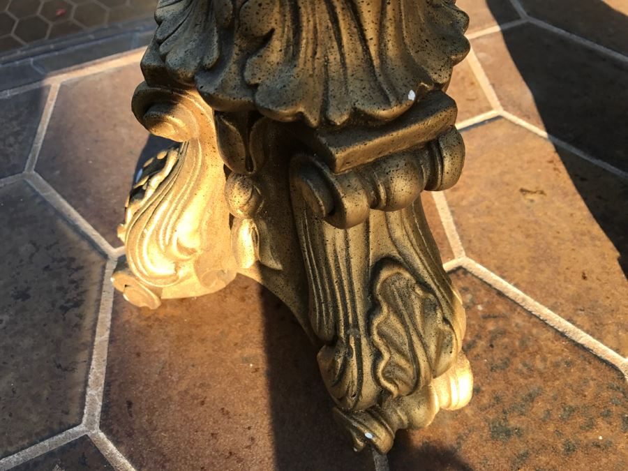 JUST ADDED - Pair Of Tall Gold Plaster Lamp Bases / Candle Holders [Photo 6]