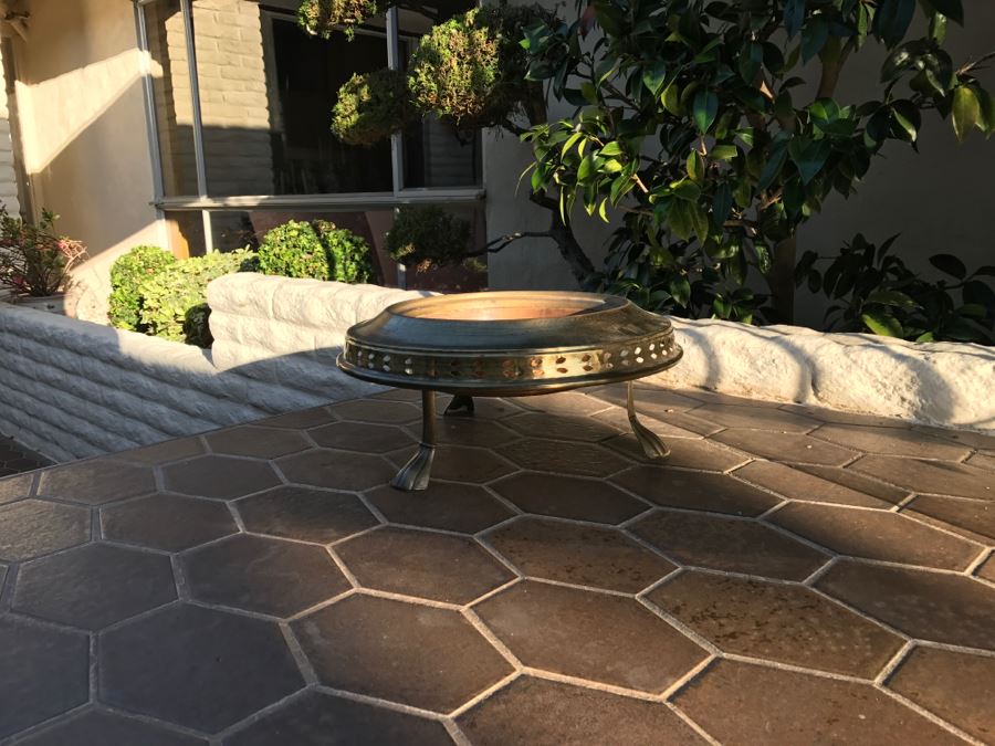 JUST ADDED - Hammered Brass Bowl With Brass Footed Stand [Photo 6]