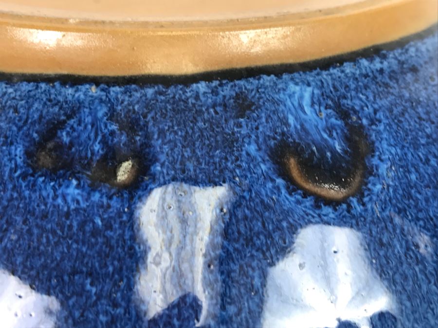 Stunning Blue Glaze Japanese Art Pottery Signed Underneath [Photo 14]