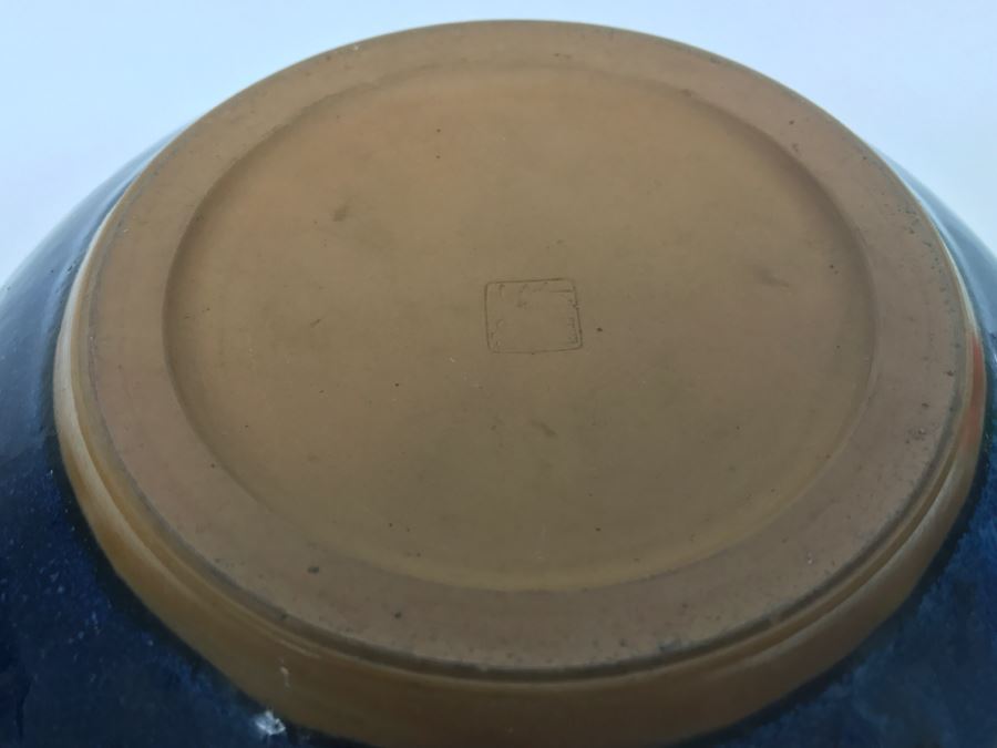 Stunning Blue Glaze Japanese Art Pottery Signed Underneath [Photo 15]