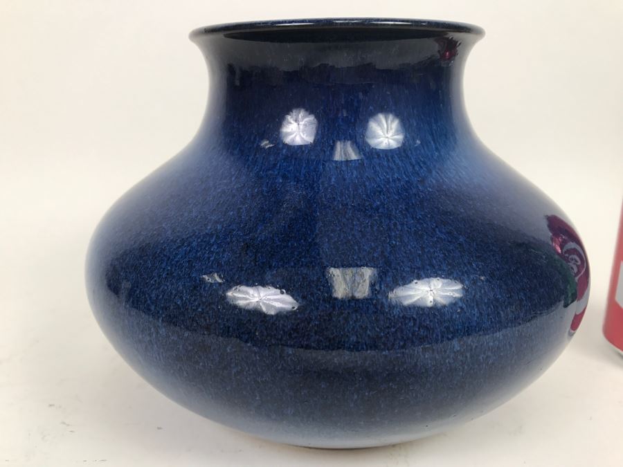 Stunning Blue Glaze Japanese Art Pottery Signed Underneath [Photo 8]