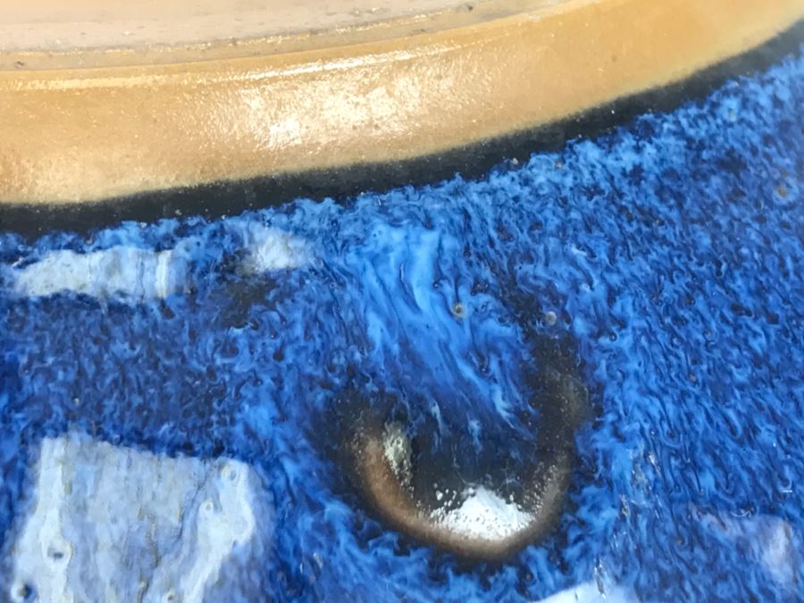 Stunning Blue Glaze Japanese Art Pottery Signed Underneath [Photo 4]