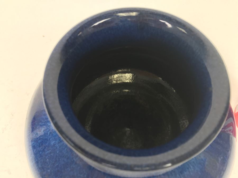 Stunning Blue Glaze Japanese Art Pottery Signed Underneath [Photo 11]