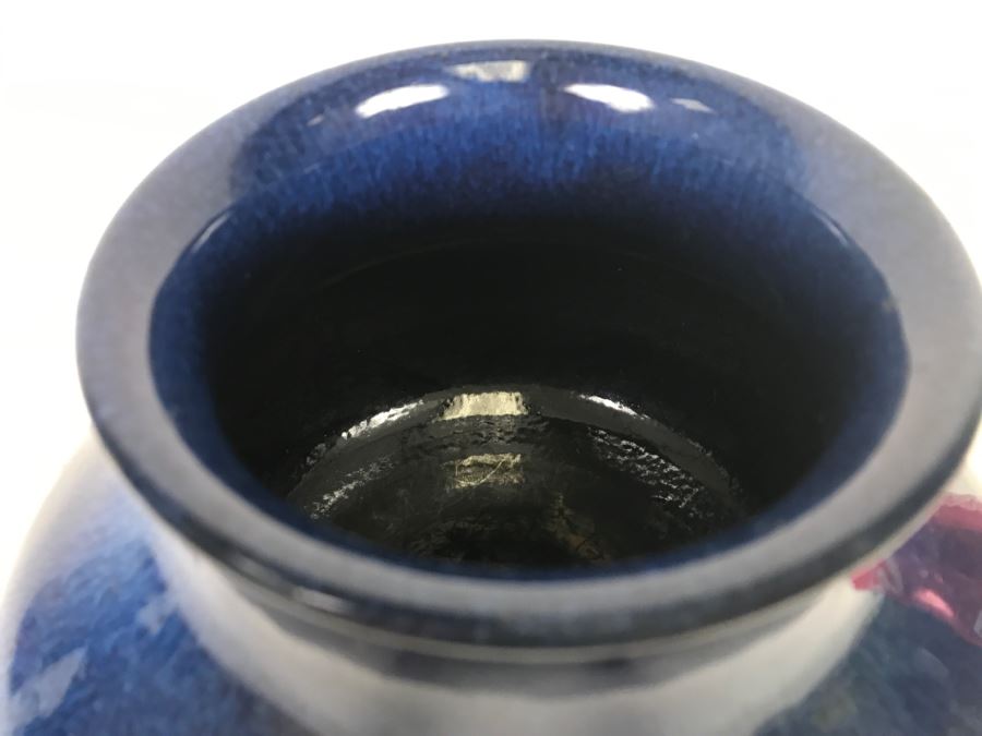 Stunning Blue Glaze Japanese Art Pottery Signed Underneath [Photo 10]