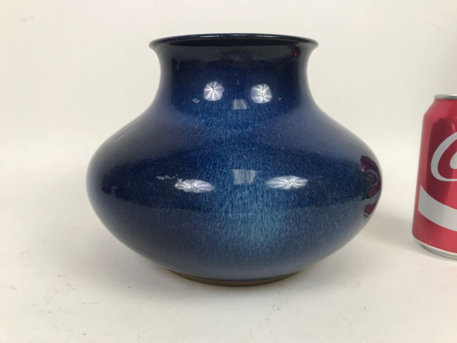 Stunning Blue Glaze Japanese Art Pottery Signed Underneath